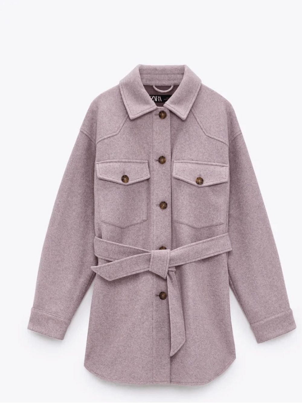 Zara Lilac Purple Belted Shacket